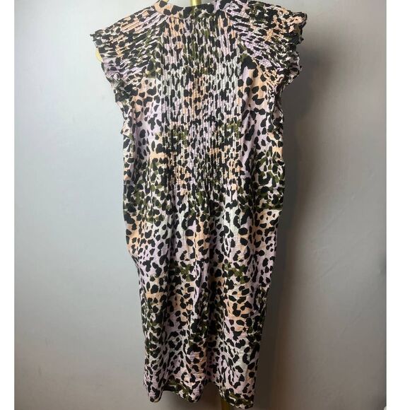 Veronica Beard Marieta Leopard Swim Cover-Up Mini Dress Printed Pintuck Sz. S - Picture 6 of 8